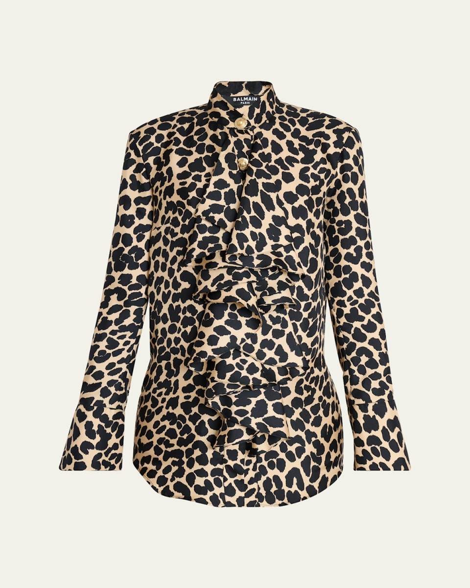 Leopard Print Collared Blouse